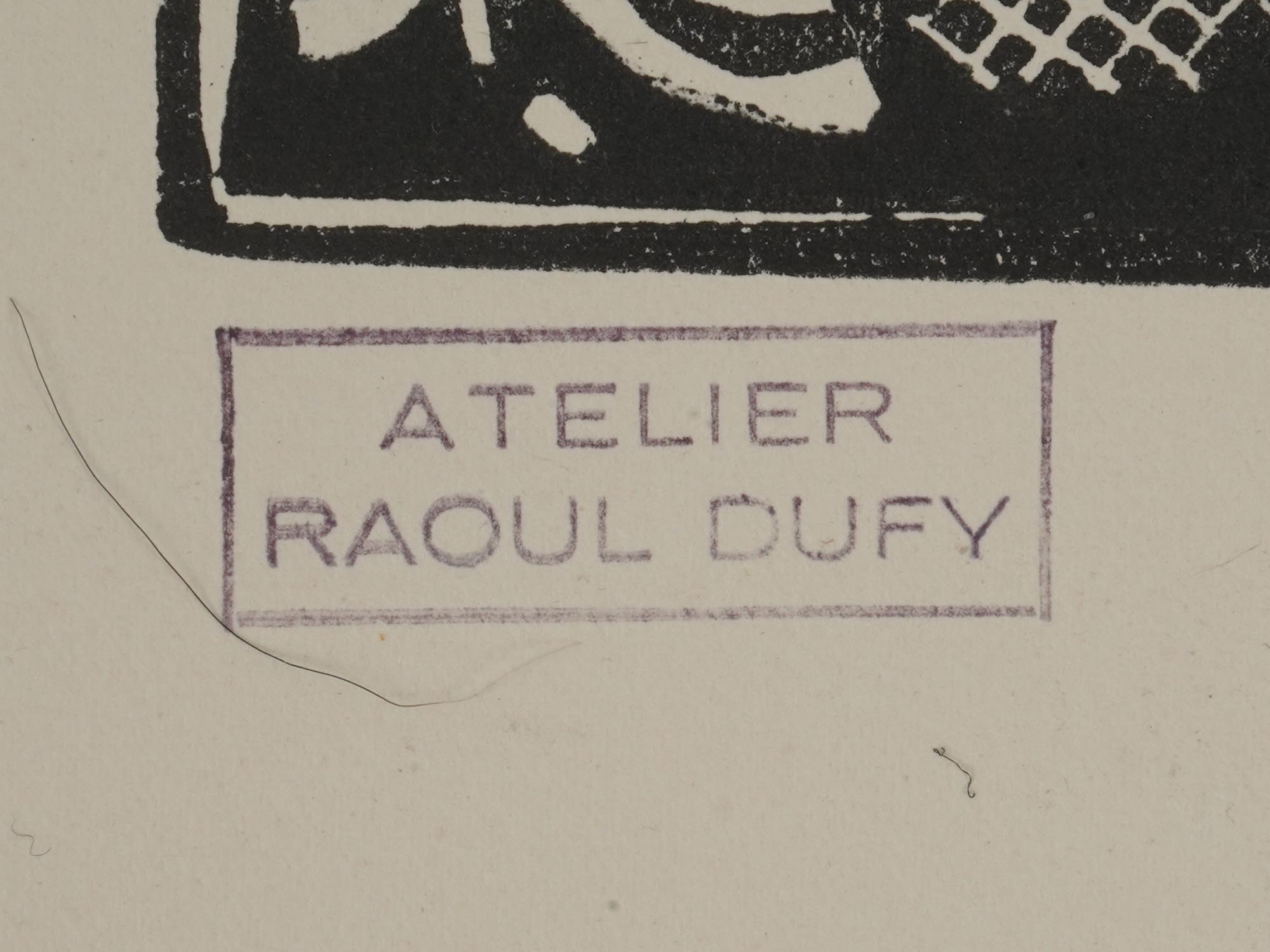 WOODCUT PRINT LA PECHE MARKED ATELIER RAOUL DUFY PIC-4